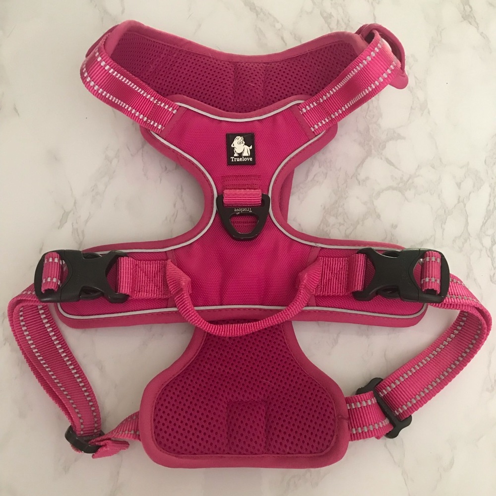 Bright pink dog harness